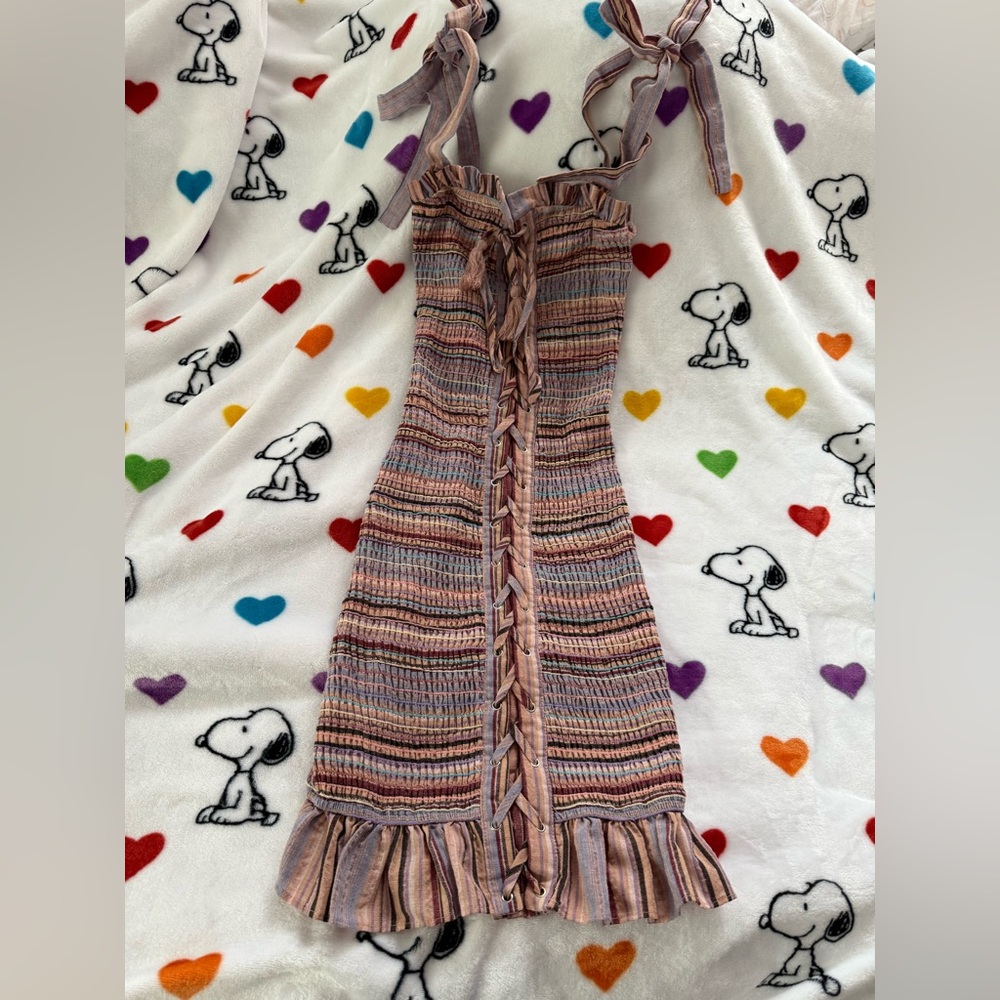 Storia striped Knit Dress with Lace-Up Detail